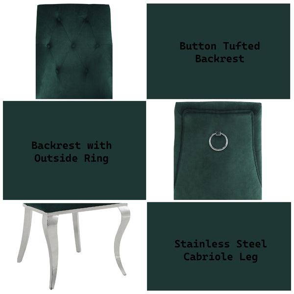 ACME Dekel Green Fabric & Stainless Steel Side Chair (Set-2) Model 70142