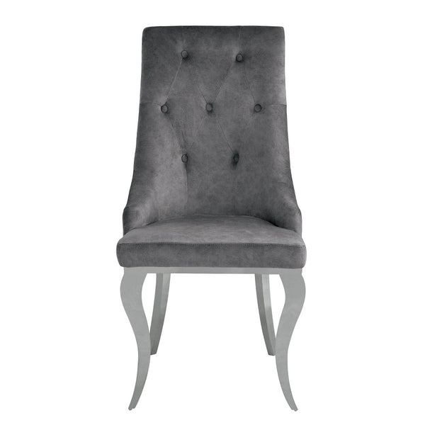 ACME Dekel Gray Fabric & Stainless Steel Side Chair (Set-2) Model 70143