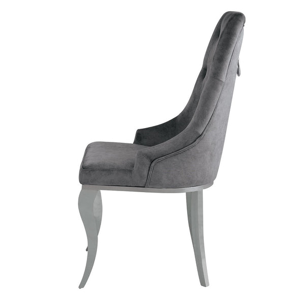 ACME Dekel Gray Fabric & Stainless Steel Side Chair (Set-2) Model 70143