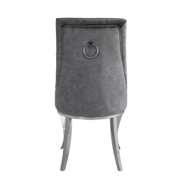 ACME Dekel Gray Fabric & Stainless Steel Side Chair (Set-2) Model 70143