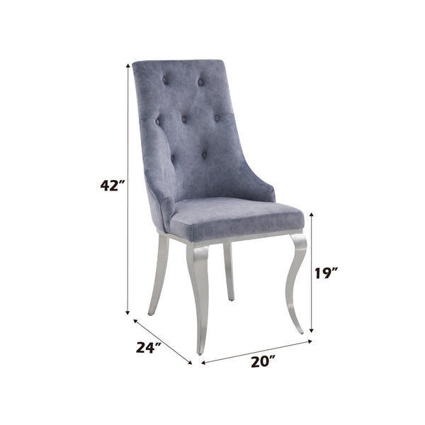 ACME Dekel Gray Fabric & Stainless Steel Side Chair (Set-2) Model 70143