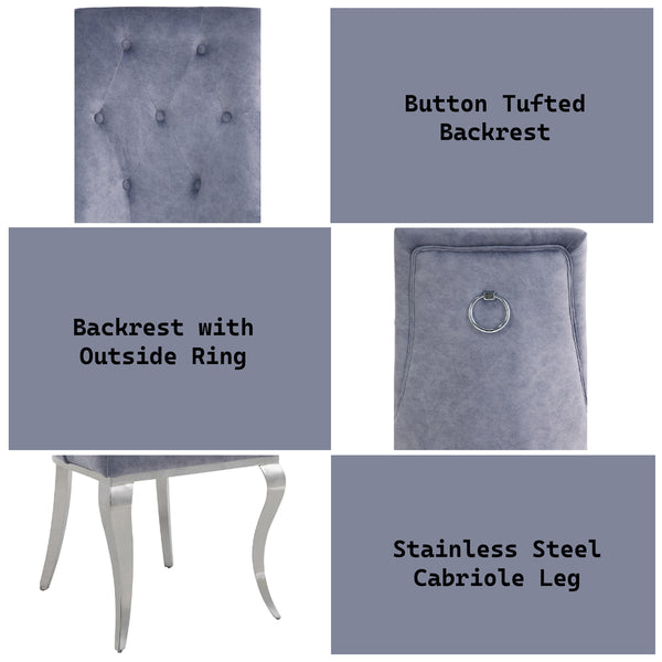 ACME Dekel Gray Fabric & Stainless Steel Side Chair (Set-2) Model 70143