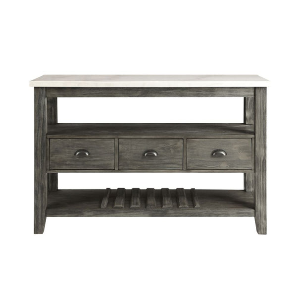 ACME Merel White Natural Marble Top & Gray Oak Server Model 70169