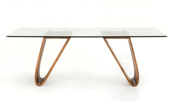 Draper Mid-Century Walnut & Glass Dining Table