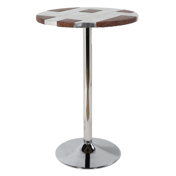 ACME Brancaster Retro Brown Top Grain Leather & Aluminum Bar Table Model 70425