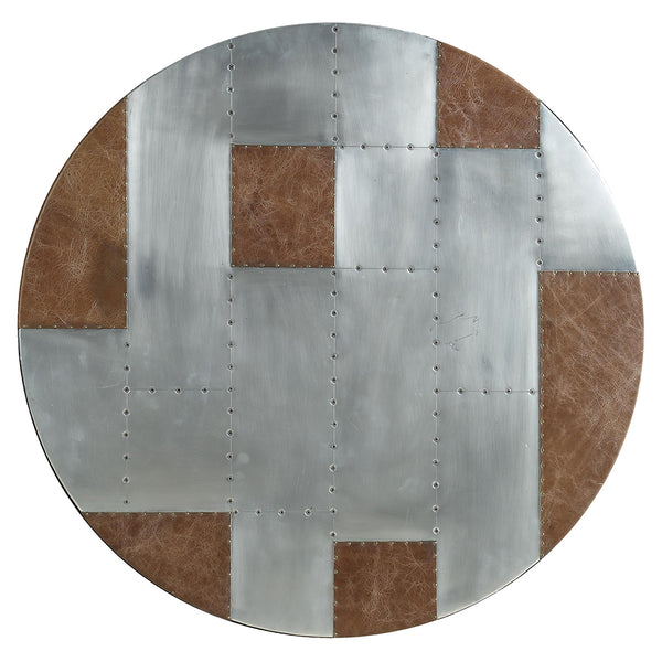 ACME Brancaster Retro Brown Top Grain Leather & Aluminum Bar Table Model 70425
