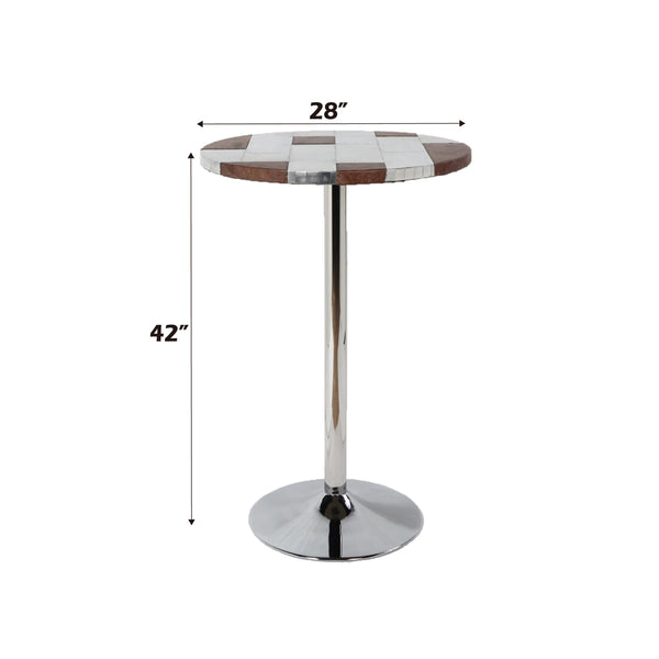 ACME Brancaster Retro Brown Top Grain Leather & Aluminum Bar Table Model 70425