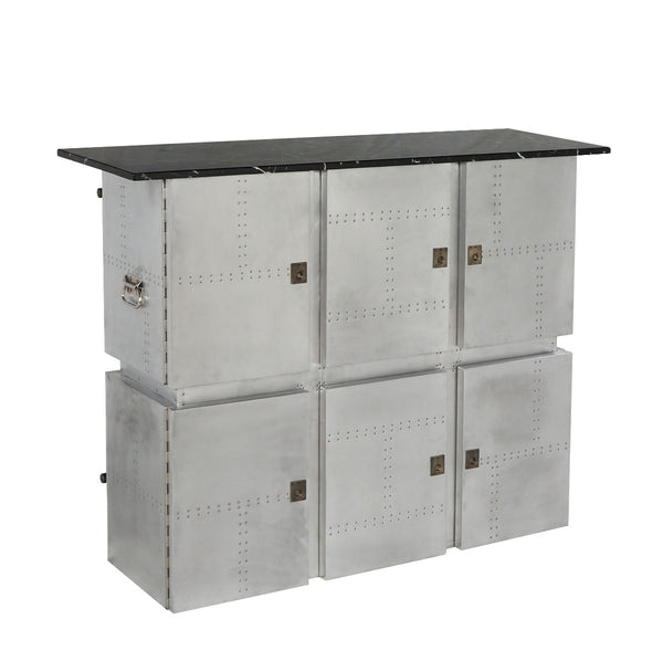 ACME Brancaster Natural Marble Top & Aluminum Bar Table with Natural Marble Top Model 70450