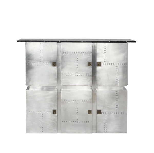 ACME Brancaster Natural Marble Top & Aluminum Bar Table with Natural Marble Top Model 70450