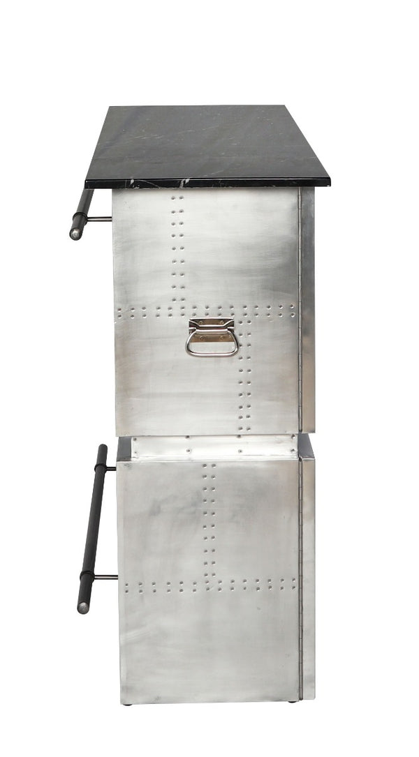 ACME Brancaster Natural Marble Top & Aluminum Bar Table with Natural Marble Top Model 70450