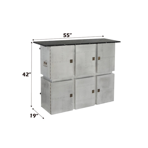 ACME Brancaster Natural Marble Top & Aluminum Bar Table with Natural Marble Top Model 70450