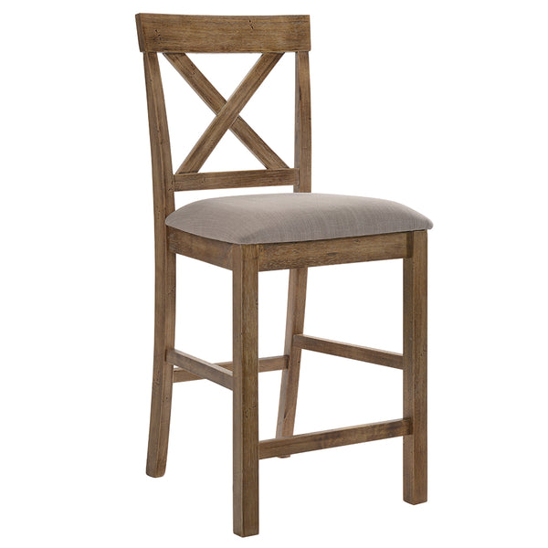 ACME Martha II Tan Linen & Weathered Oak Counter Height Chair (Set-2) Model 70832