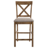 ACME Martha II Tan Linen & Weathered Oak Counter Height Chair (Set-2) Model 70832