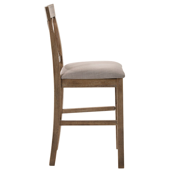 ACME Martha II Tan Linen & Weathered Oak Counter Height Chair (Set-2) Model 70832