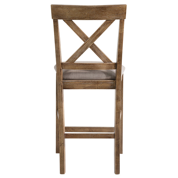 ACME Martha II Tan Linen & Weathered Oak Counter Height Chair (Set-2) Model 70832