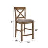 ACME Martha II Tan Linen & Weathered Oak Counter Height Chair (Set-2) Model 70832