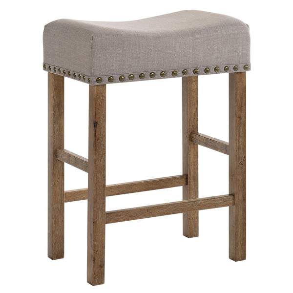 ACME Martha II Tan Linen & Weathered Oak Counter Height Stool (Set-2) Model 70833