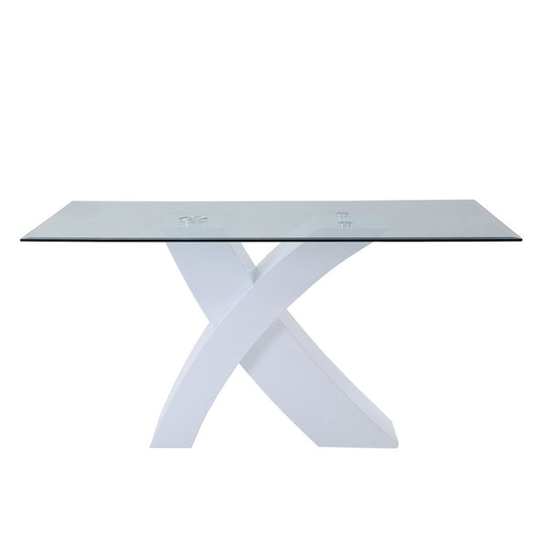 ACME Pervis White & Clear Glass Dining Table Model 71105