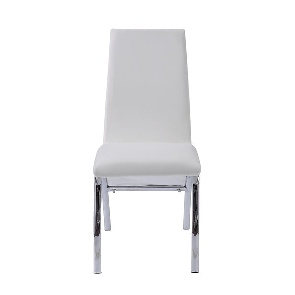 ACME Pervis White Synthetic Leather & Chrome Side Chair (Set-2) Model 71107