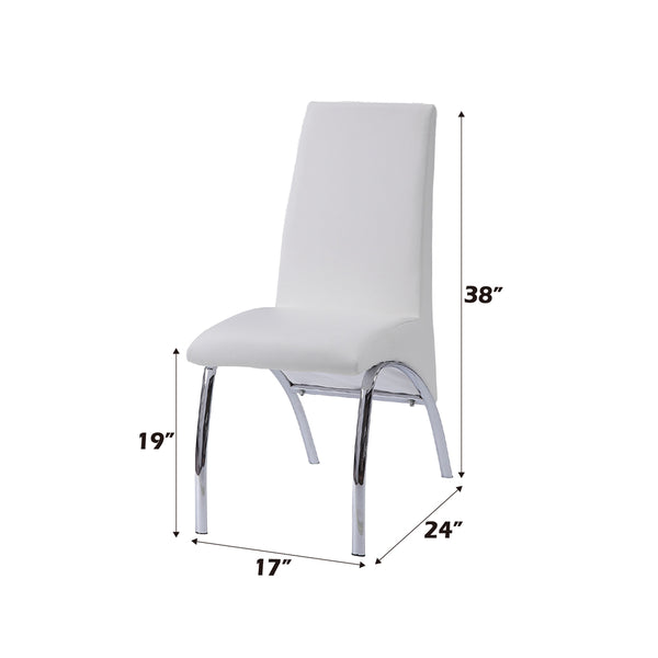 ACME Pervis White Synthetic Leather & Chrome Side Chair (Set-2) Model 71107