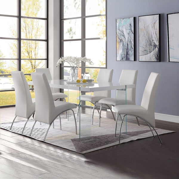 ACME Pervis White Synthetic Leather & Chrome Side Chair (Set-2) Model 71107
