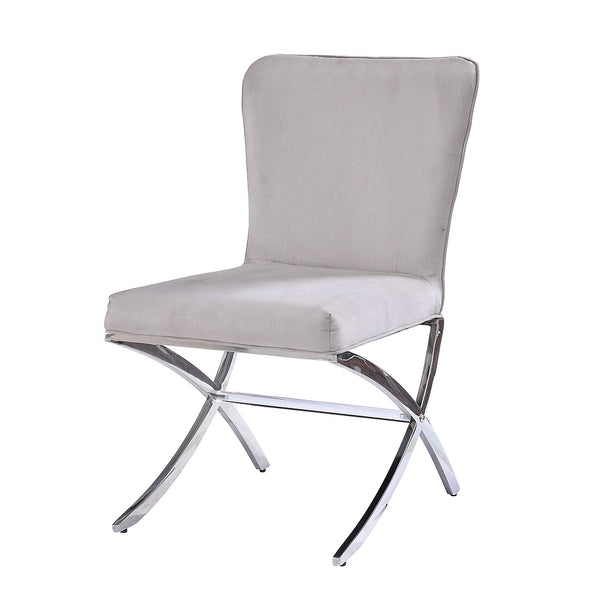 ACME Daire Light Gray Velvet & Chrome Side Chair (Set-2) Model 71182