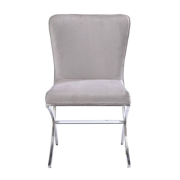 ACME Daire Light Gray Velvet & Chrome Side Chair (Set-2) Model 71182
