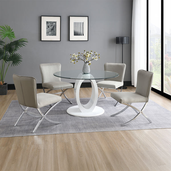 ACME Daire Light Gray Velvet & Chrome Side Chair (Set-2) Model 71182