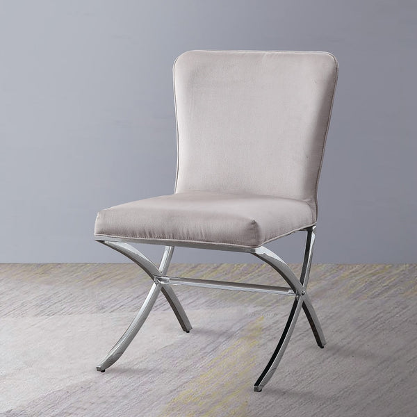 ACME Daire Light Gray Velvet & Chrome Side Chair (Set-2) Model 71182