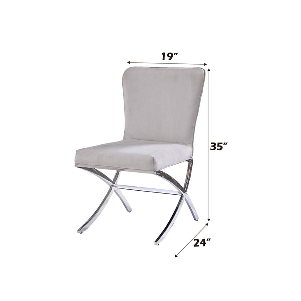 ACME Daire Light Gray Velvet & Chrome Side Chair (Set-2) Model 71182