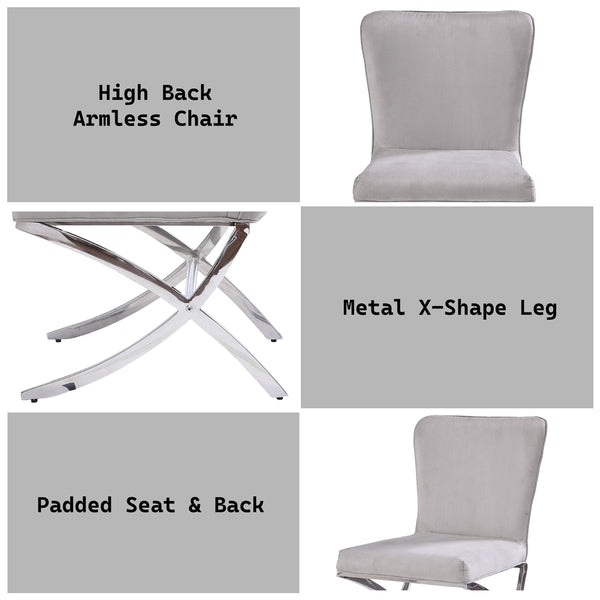 ACME Daire Light Gray Velvet & Chrome Side Chair (Set-2) Model 71182