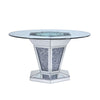 ACME Noralie Mirrored Faux Diamonds & Clear Glass Dining Table Model 71285