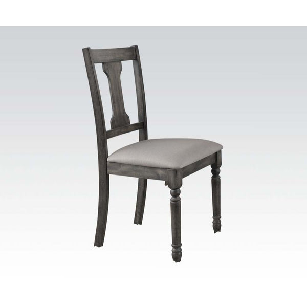 ACME Wallace Tan Linen & Weathered Gray Side Chair (Set-2) Model 71437