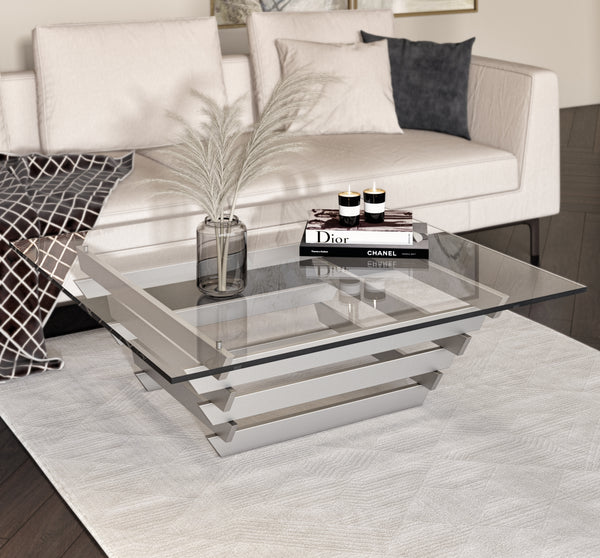 Modrest Upton Modern Square Glass Coffee Table Model VGVCCT869
