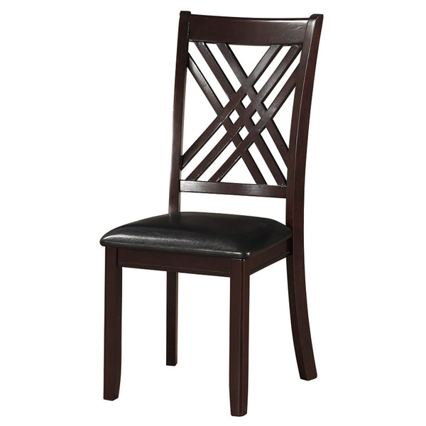 ACME Katrien Black Synthetic Leather & Espresso Side Chair (Set-2) Model 71857