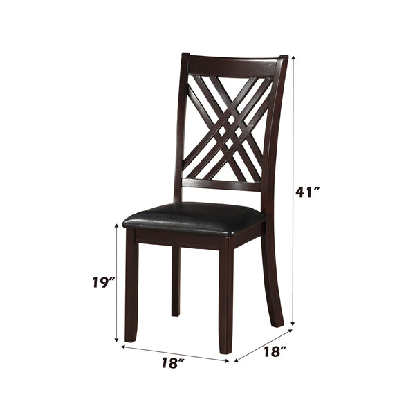 ACME Katrien Black Synthetic Leather & Espresso Side Chair (Set-2) Model 71857