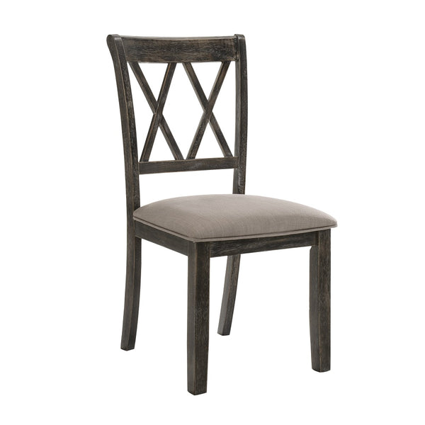 ACME Claudia II Fabric & Weathered Gray Side Chair (Set-2) Model 71882