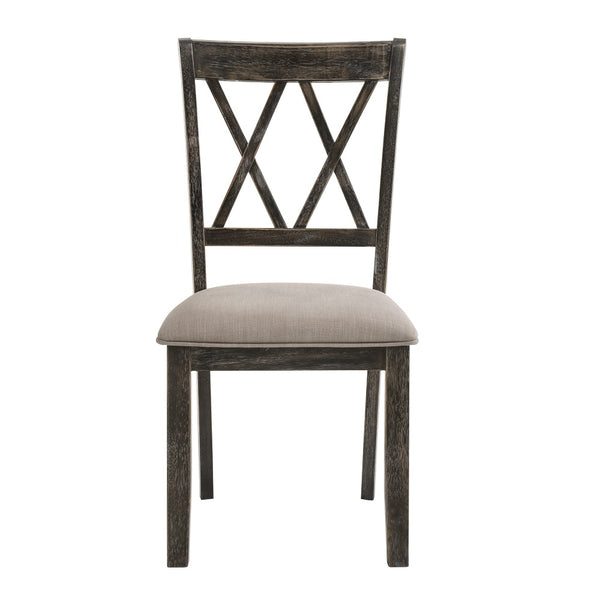 ACME Claudia II Fabric & Weathered Gray Side Chair (Set-2) Model 71882