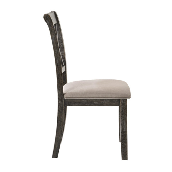 ACME Claudia II Fabric & Weathered Gray Side Chair (Set-2) Model 71882