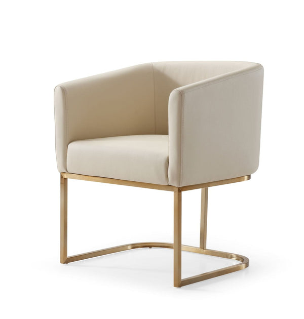 Modrest Yukon Modern Beige Bonded And Antique Brass Dining Chair Model VGVC-B8362