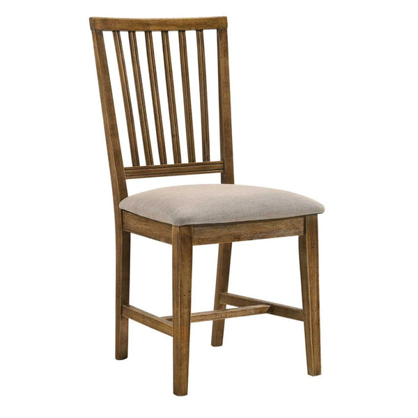 ACME Wallace II Tan Linen & Weathered Oak Side Chair (Set-2) Model 72312