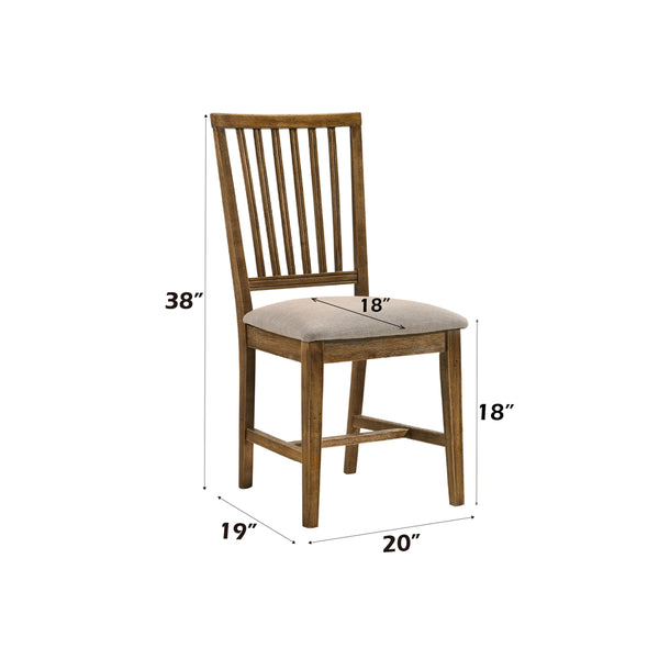 ACME Wallace II Tan Linen & Weathered Oak Side Chair (Set-2) Model 72312