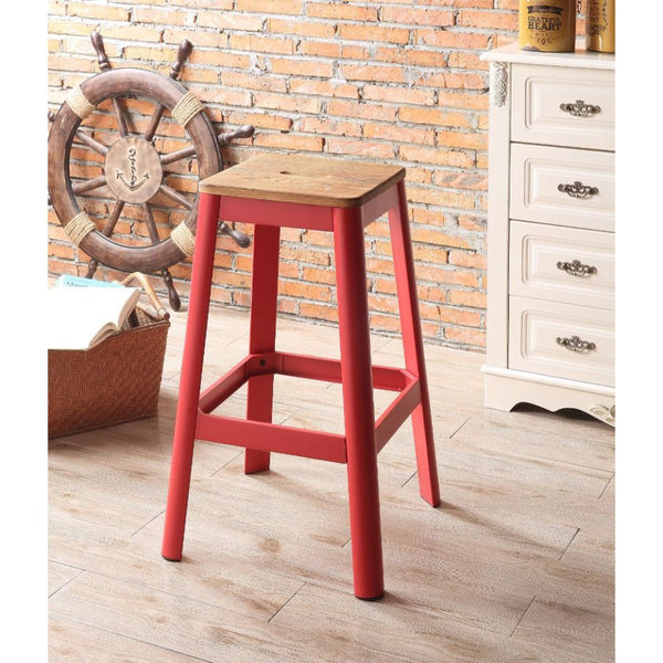 ACME Jacotte Natural & Red Bar Stool Model 72334