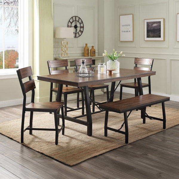 ACME Mariatu Oak & Black Bench Model 72458