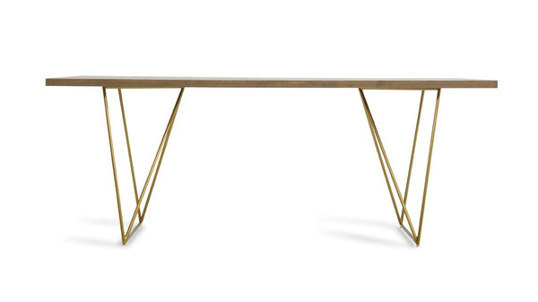 Modrest Marcia Mid Century Tobacco & Antique Brass Dining Table Model VGGU2857DT-A