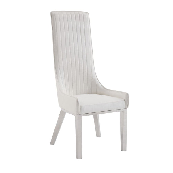 ACME Gianna Ivory Synthetic Leather & Stainless Steel Side Chair (Set-2) Model 72473