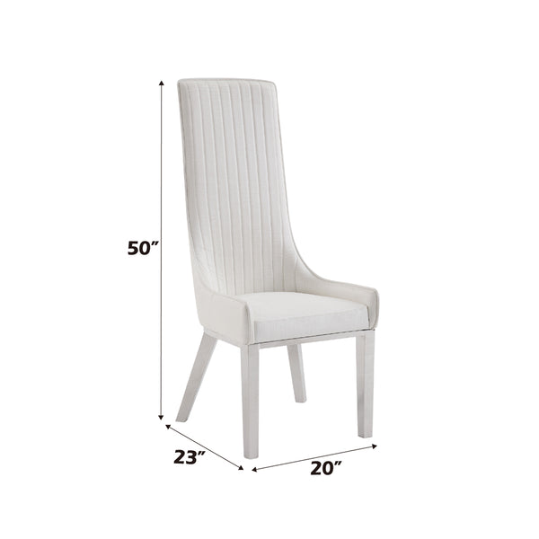 ACME Gianna Ivory Synthetic Leather & Stainless Steel Side Chair (Set-2) Model 72473