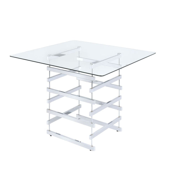 ACME Nadie Chrome & Clear Glass Counter Height Table Model 72590