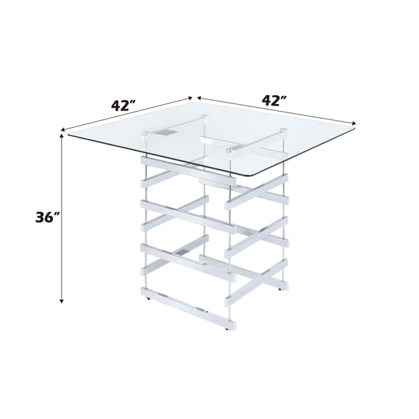 ACME Nadie Chrome & Clear Glass Counter Height Table Model 72590