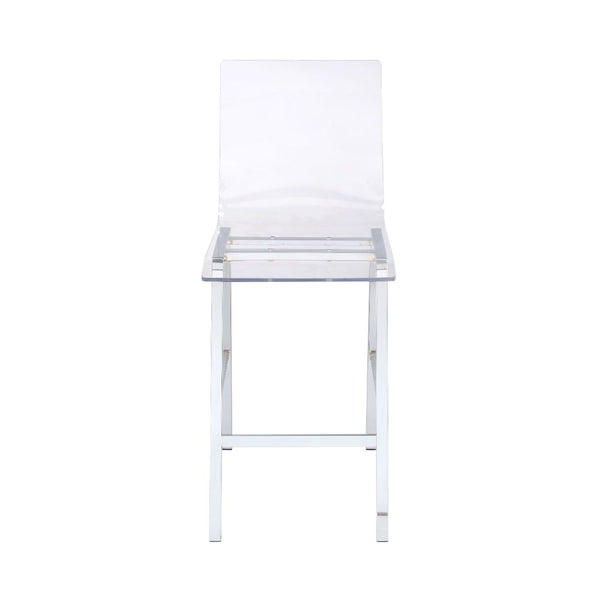 ACME Nadie Clear Acrylic & Chrome Counter Height Chair (Set-2) Model 72592